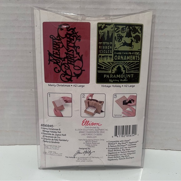 Tim Holtz Texture Fades Embossing Folders 2PK-Merry Christmas & Vintage Holiday - Picture 3 of 4